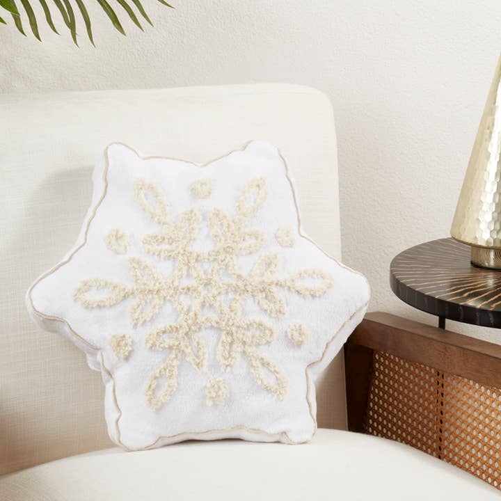 Cojín con relleno de copos de nieve blancos de 16 x 18 pulgadas para venta al por mayor de Fennco Styles