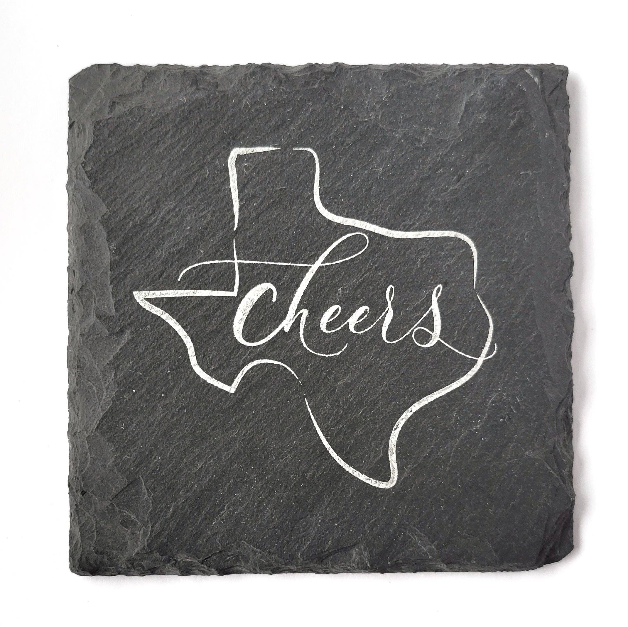 Cheers Ink - Wholesale Coasters - Texas Cheers Slate Coaster2