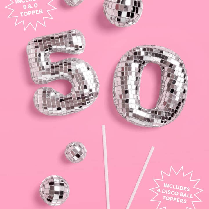 xo, Fetti - Wholesale Cake/Cupcake Topper - 50 Disco Topper - 6 pc mirrored cake toppers1