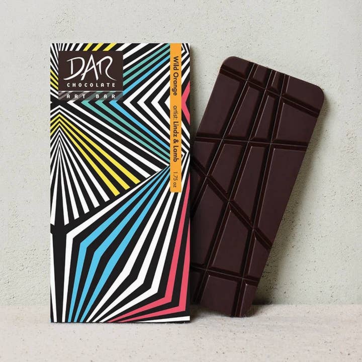 Dar Chocolate - Wholesale Chocolate Bar - Art Bar: Wild Orange 72% Dark Chocolate Bar Vegan -Mixed Art