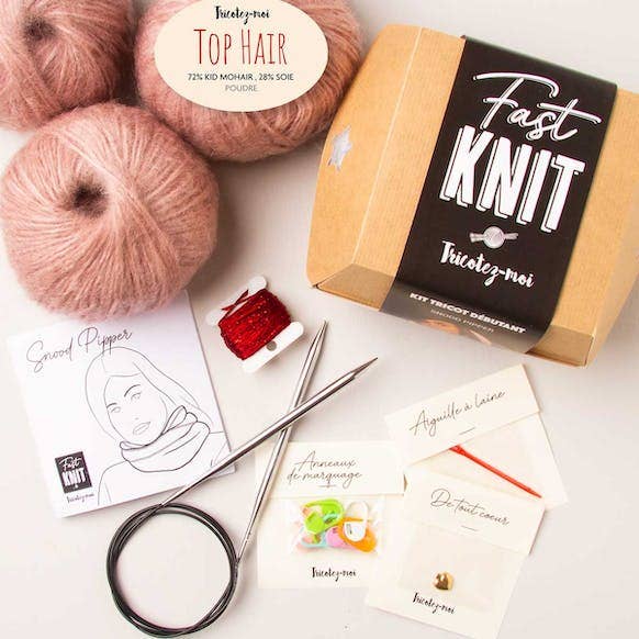 Scaldacollo Fast Knit Pipper rosso cipria per la vendita all'ingrosso da parte di Tricotez-moi