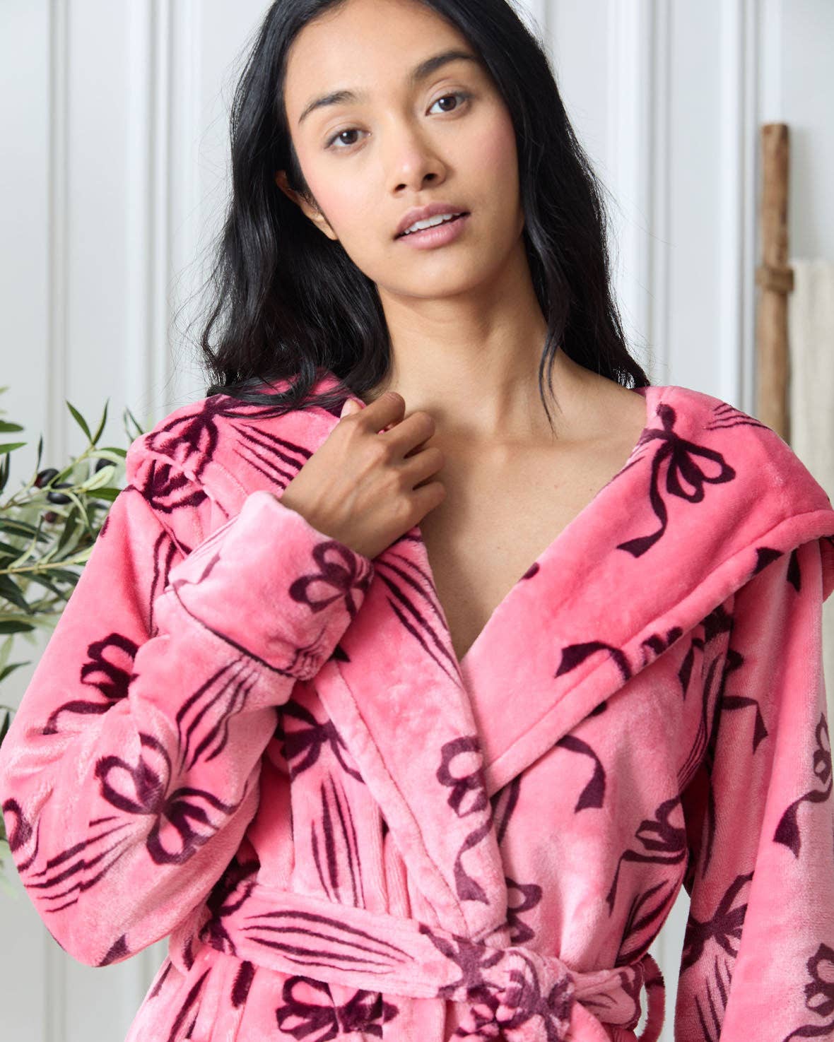 Chelsea Peers – wholesale Morgonrock - Dam – Fleece morgonrock med rosetttryck2