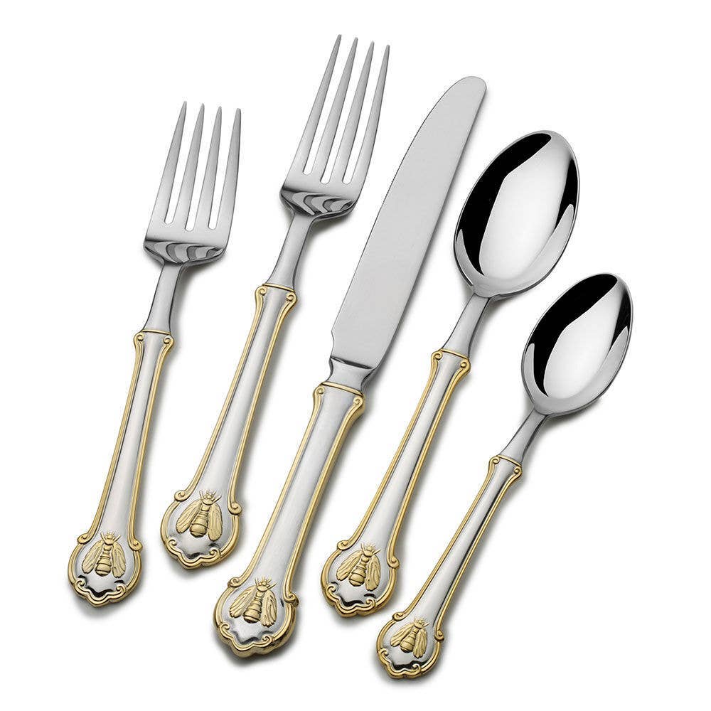 Lifetime Brands Silverwarehouse - Wholesale Cutlery set - Gold Accent Napoleon Bee 45 Piece Set0