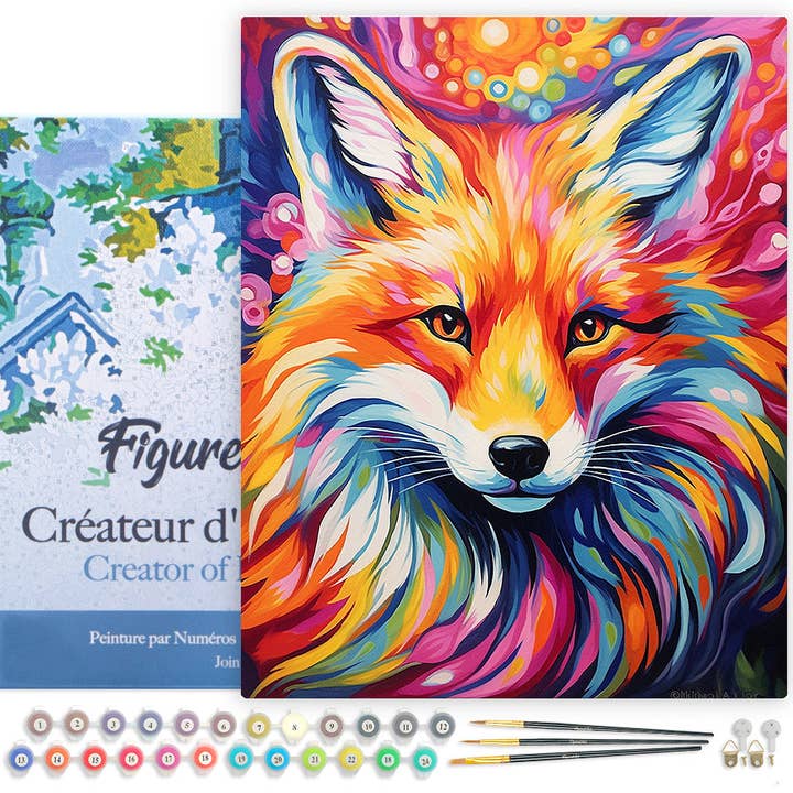 Pintura por números Raposa Abstrata Colorida emoldurada por atacado de Figured'Art