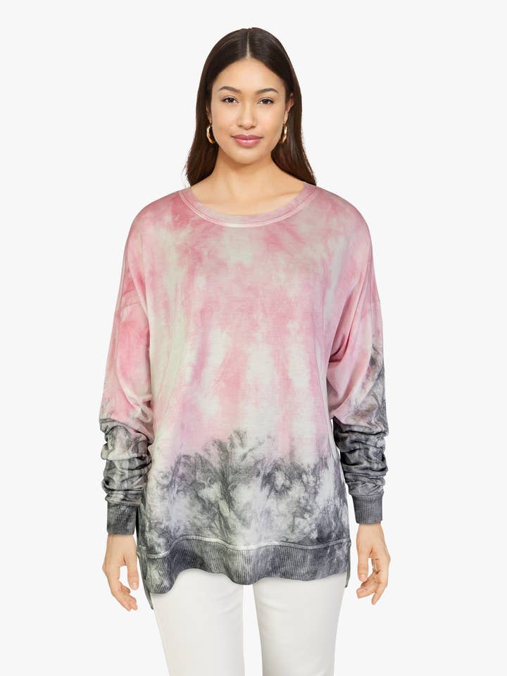 Dip Dye Sweatshirt w/ Side Seam Vents (D190645) for wholesale by Dantelle Apparel