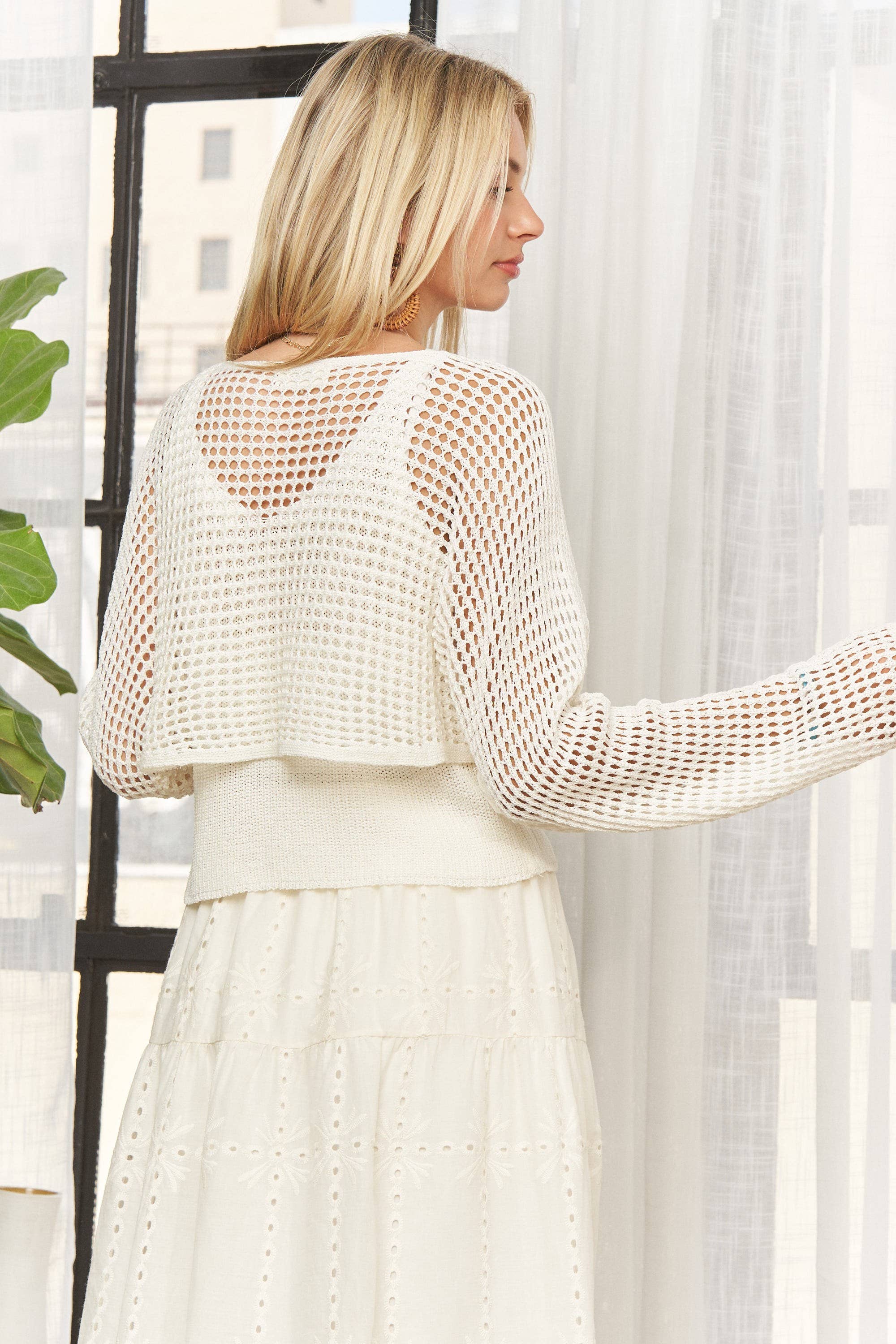 Madelyn - Wholesale Knit Sweater - Women's - LET4093-CROCHET STYLE KNIT SWEATER TOP12