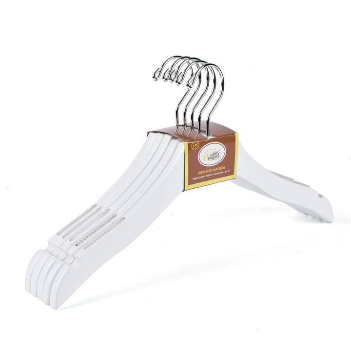 WK14 - Cintres en bois de luxe pour enfants 14,5 pouces (36,8 cm) blanc - lot de 100 pour la vente par Quality Hangers
