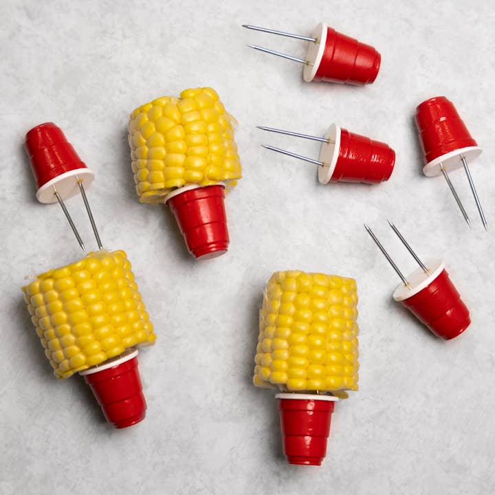 Fox Run Brands - Wholesale Corn Holders/Tools - Outset Red Party Cup Themed Corn Holders, Set of 4 Pairs