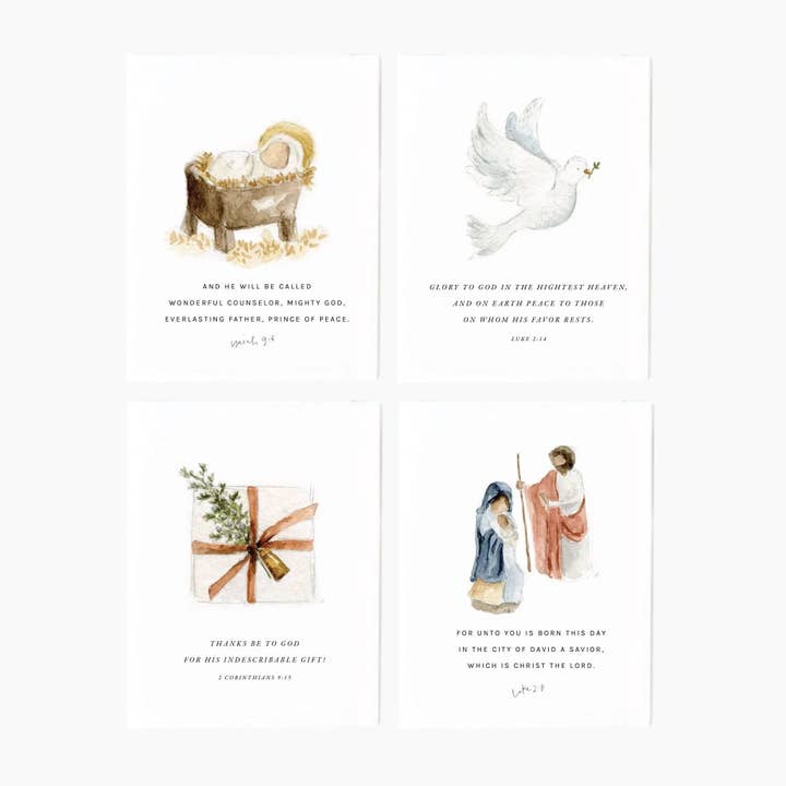 christmas scripture assorted notecard set for wholesale by emily lex studio