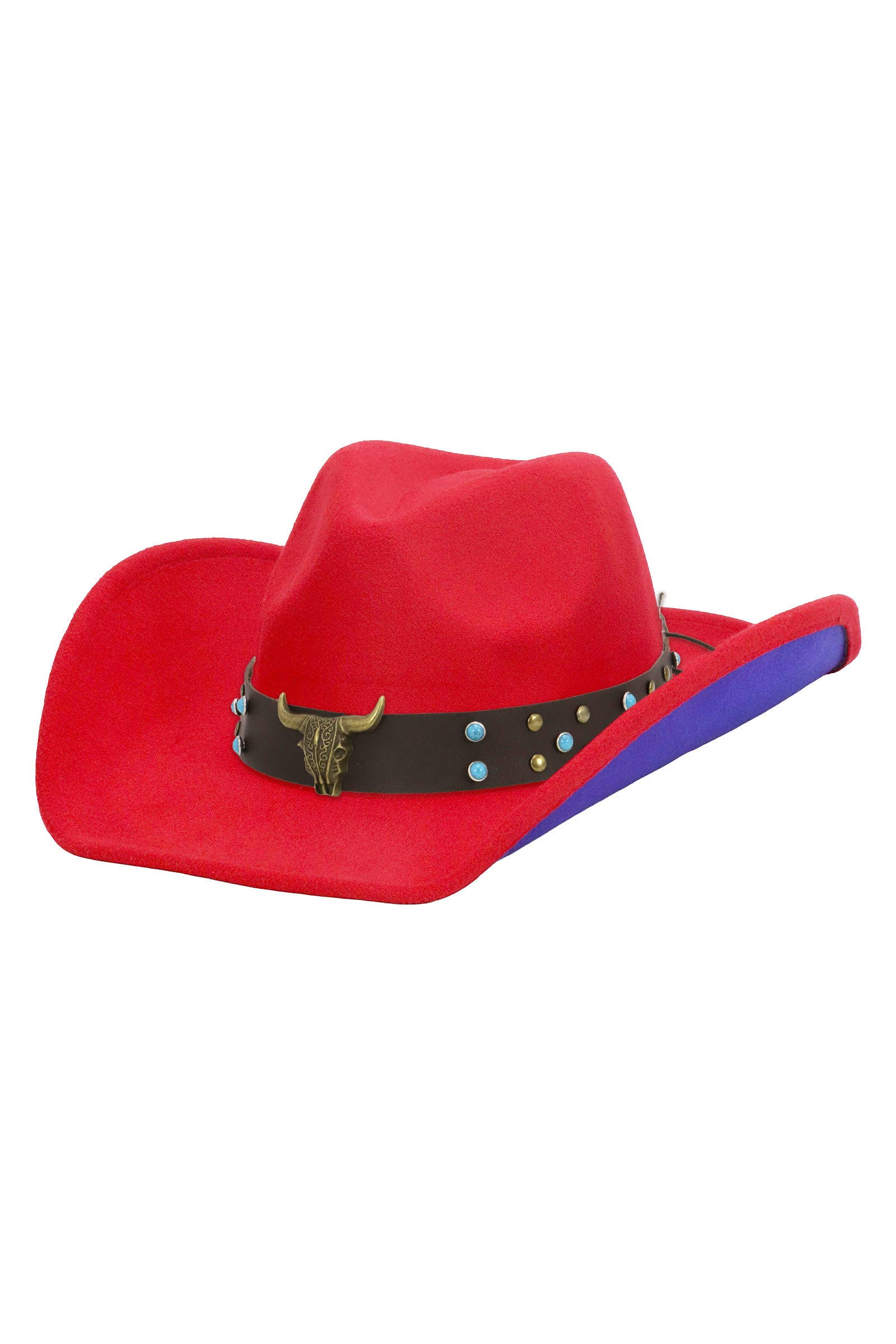 Cap Zone - Vendita all'ingrosso Cappello da cowboy - Unisex - Cappello da Cowboy in Feltro Bicolore Turchese Buffalo14