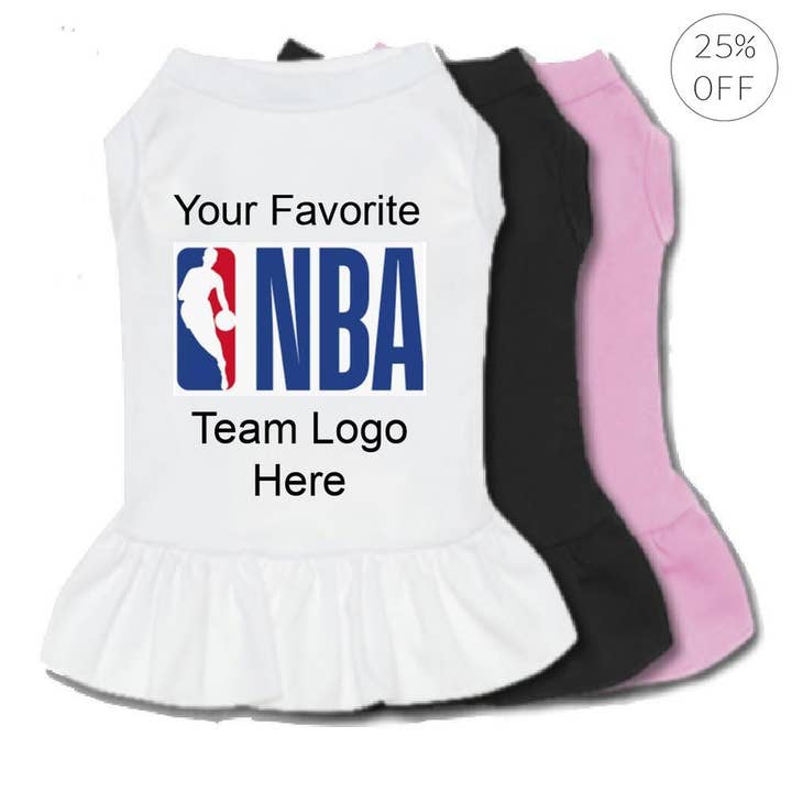 NBA Team Logo Dog Dress for wholesale by The Honest Dog Company