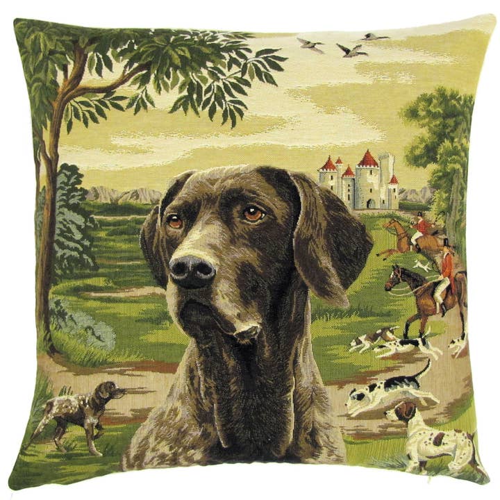 Decorative Pillow Cover Pointer Foxhunt for wholesale by yapatkwa - art of the loom