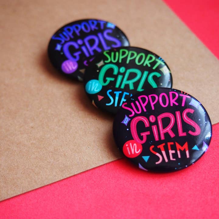 Stöd flickor i stam, stiftuppsättning, present till forskare, kvinnor för wholesale av Irene Renon illustrations