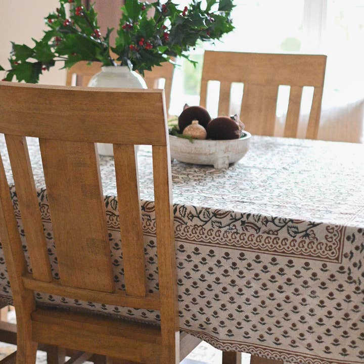 Thread To Form - Wholesale Tablecloth - Chloe Floral Block Print Tablecloth8