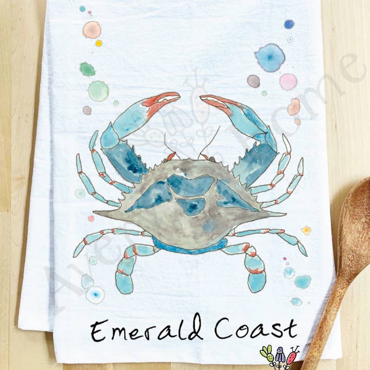 Avery's Home - Vente Torchons - Torchon côtier personnalisable "Blue Crab Ocean"13