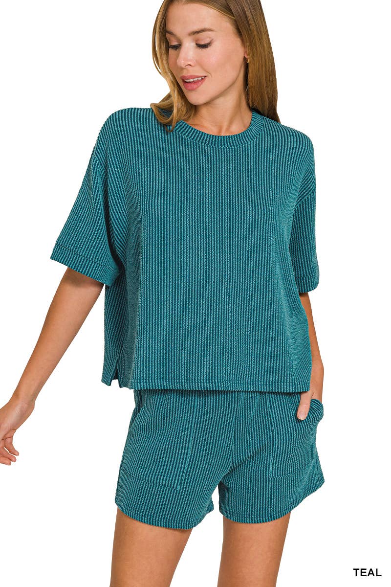 Vanilla Monkey – Engroshandel Top- og buksesæt (IKKE Loungewear) - Dame – Sæt med kortærmet T-shirt i rib og korte bukser19