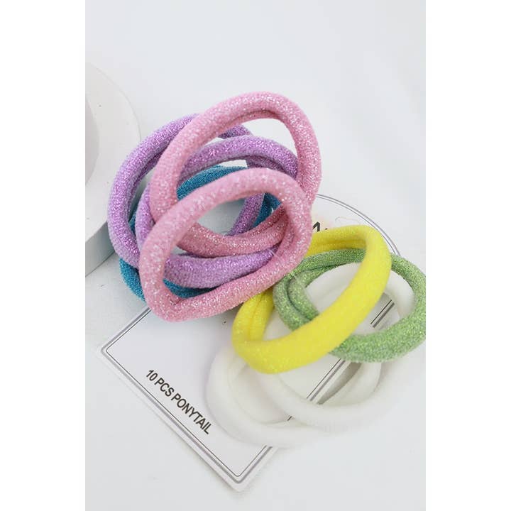 10-pc Rulex Soft Elastic Color Hair Tie Set for wholesale by Love and Repeat