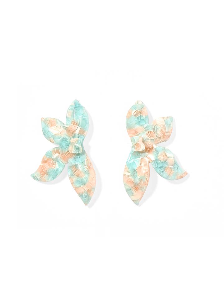 Fern Statement Earrings - Mint Shell for wholesale by LINNY CO