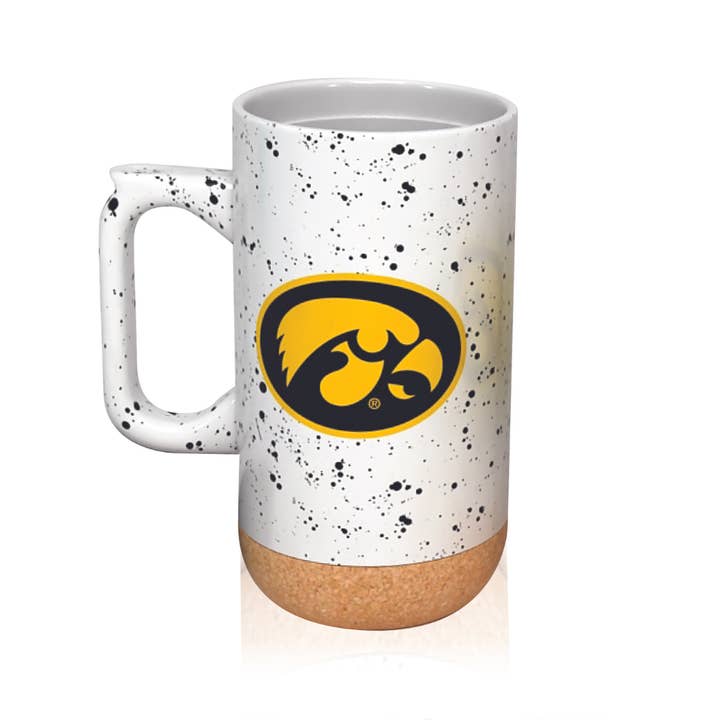 Indigo Falls - Wholesale Insulated Mug/Tumbler - Iowa Hawkeyes 18oz Speckle Cork Mug2