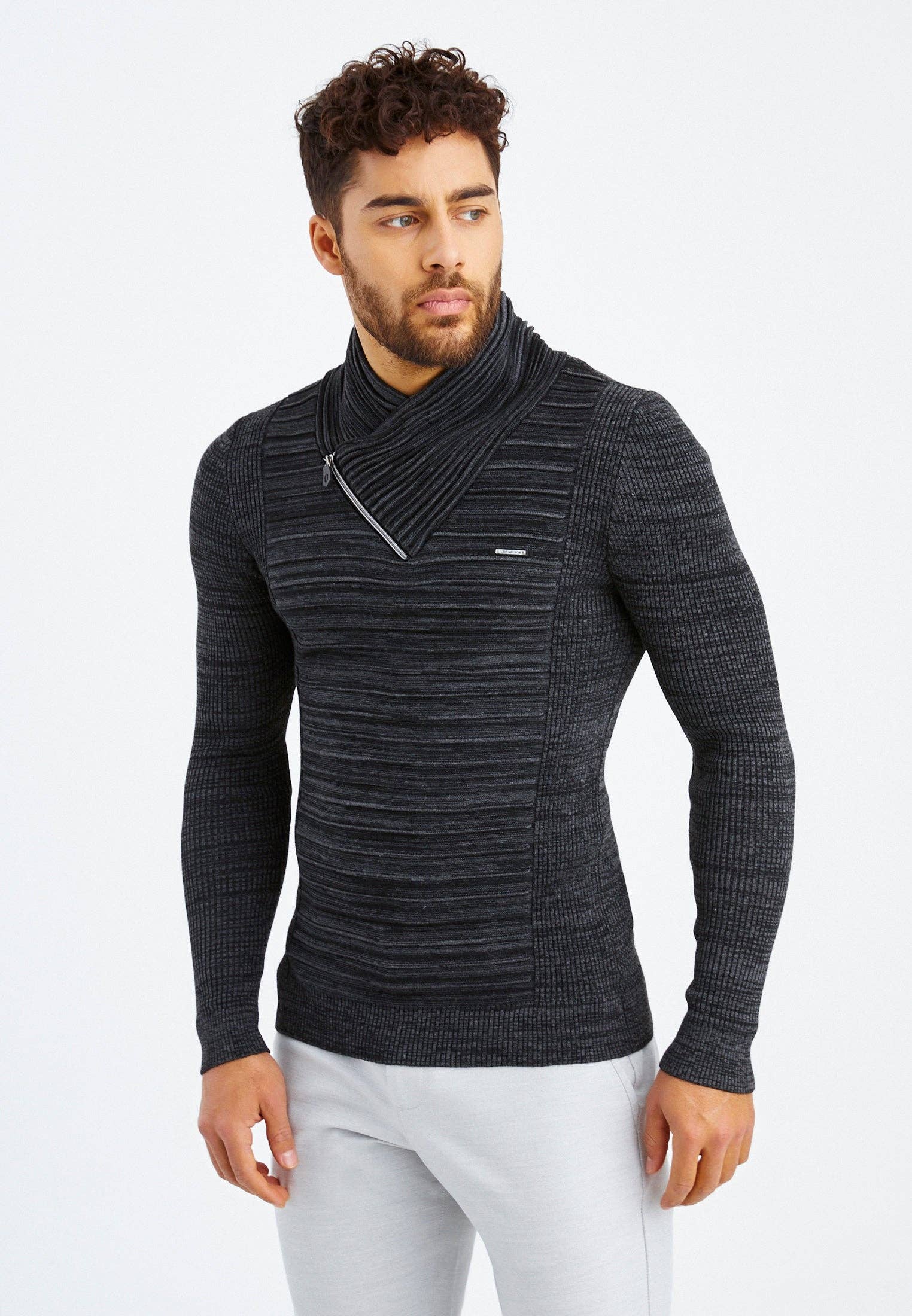 Leif Nelson GmbH - Wholesale Knit Sweater - Men's - Men's Knit Sweater Fine Knit Shawl Collar LN-153523