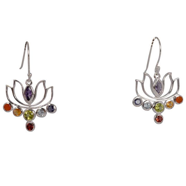 Large Seven Chakra Lotus Earring for wholesale by Benjamin International