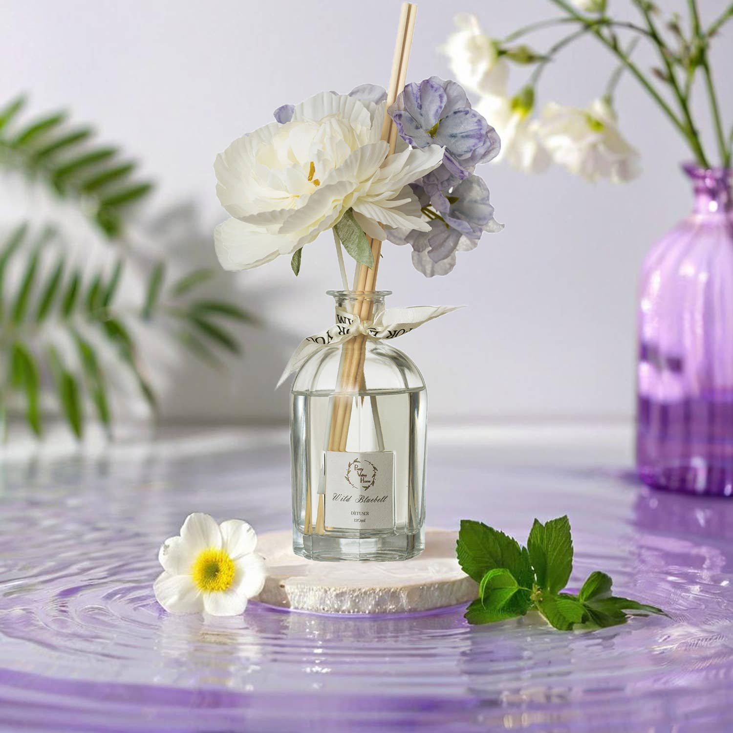 Pretty Valley Home – difusor de fragrâncias por atacado – Conjuntos de Difusores de Varetas com Flores Artificiais 120Ml / 4,05 FL Oz para Decoração3