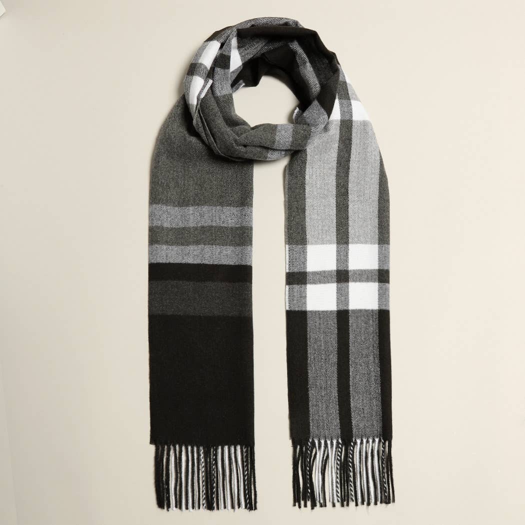 Fashion City – wholesale Scarf – Women's – Plaid Herringbone Lightweight Cashmere Feel Scarf 8