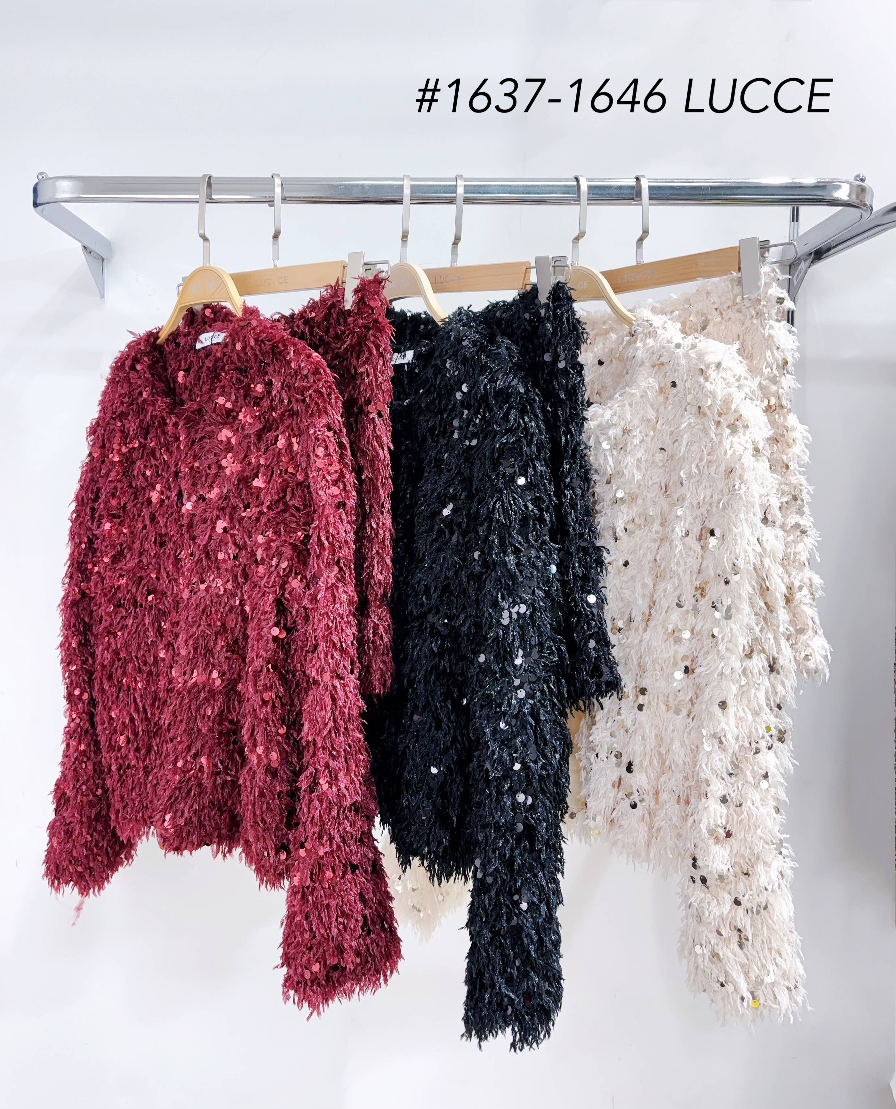 LUCCE - Venta al por mayor Falda - Mujer - Conjunto de chaqueta y falda con plumas y lentejuelas - 1637-16464