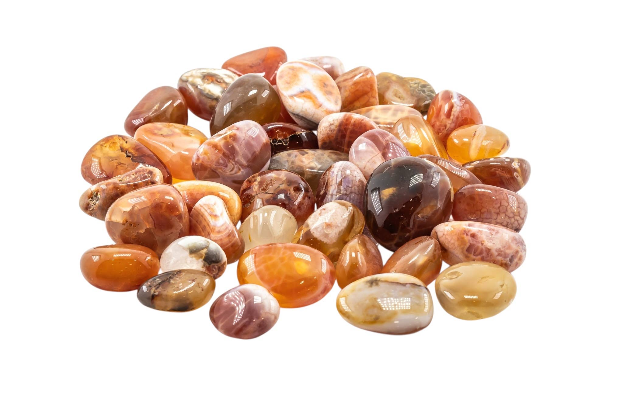 Quasar Gems USA – Pedra/cristal espiritual por atacado – Ágata de Fogo Rolada 20-30mm 1KG/2lbs1