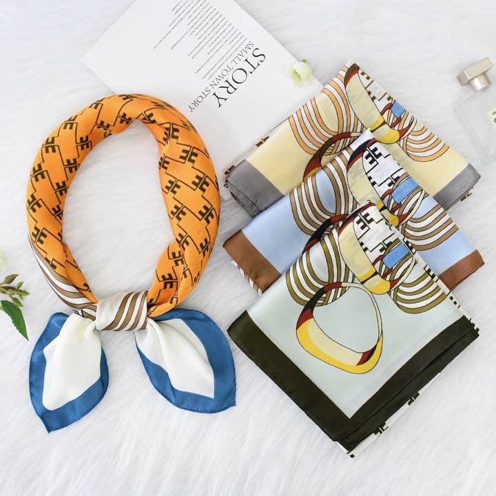 Chain Print Satin Square Scarf for Summer Sun_CWASC1158 for wholesale by ACCITY