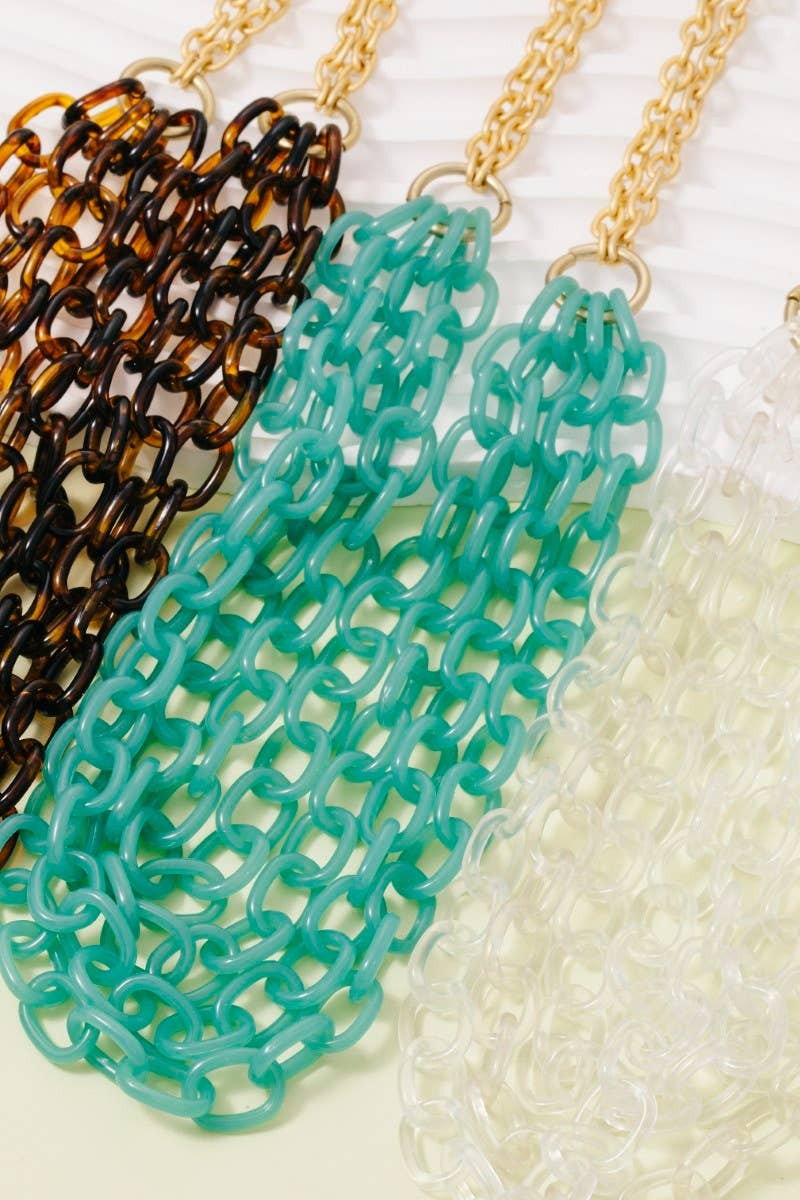 anbfashion – wholesale Kedjehalsband – Guldpläterat matt lager på lager akryl kedja statement halsband3