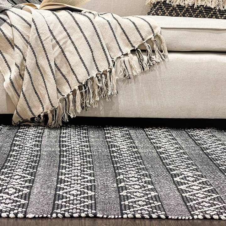 Black MOROCCO RUG, BLACK-IVORY, 3' x5'. for wholesale on Faire2