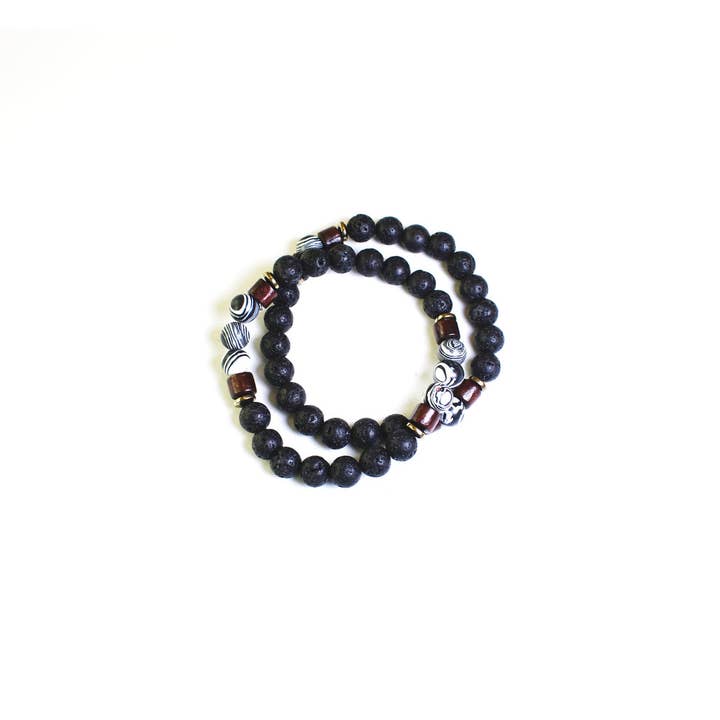 Stretch Stone Bracelets - Black and Zebra for wholesale by Laurent Scott Collection