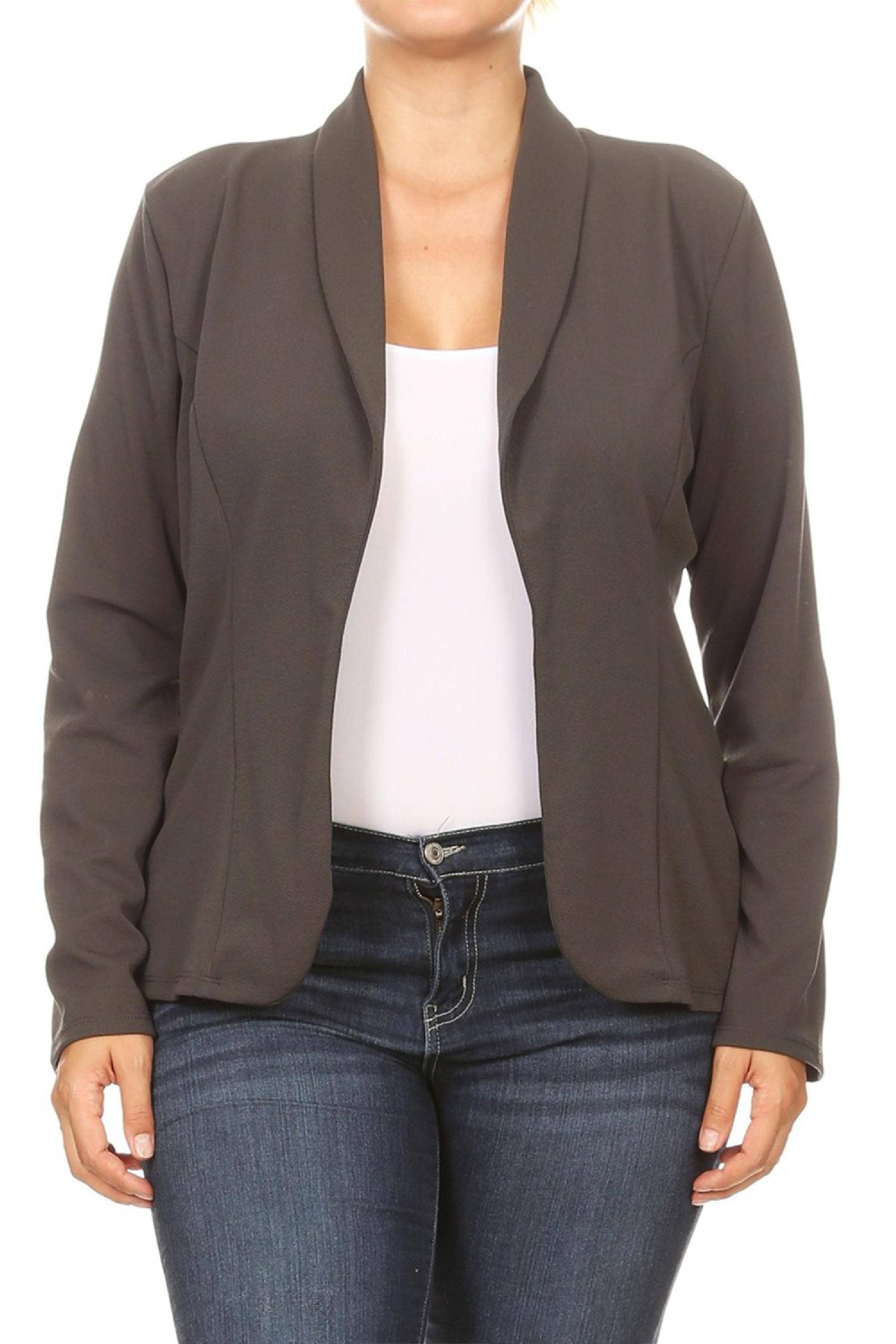 MOA COLLECTION - Wholesale Blazer - Women's - Women's Solid Casual Plus Size Trendy Blazer Jacket16