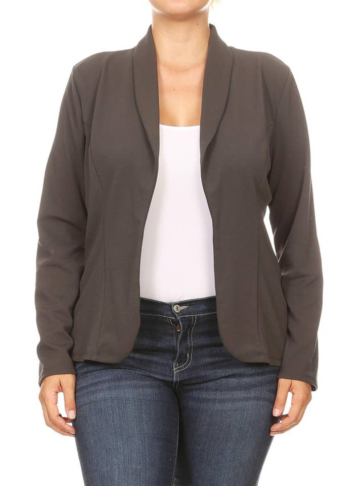 MOA COLLECTION - Wholesale Blazer - Women's - Women's Solid Casual Plus Size Trendy Blazer Jacket16