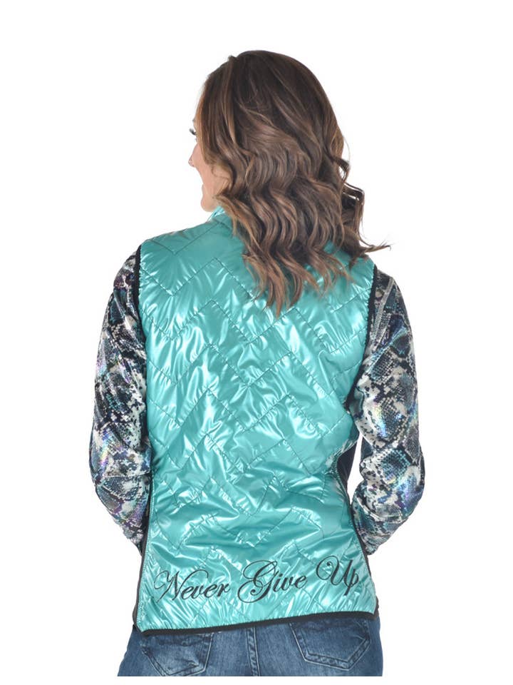 Turchese Gilet (Turchese di Peso Medio con Loghi Ricamati Neri) in vendita all'ingrosso su Faire