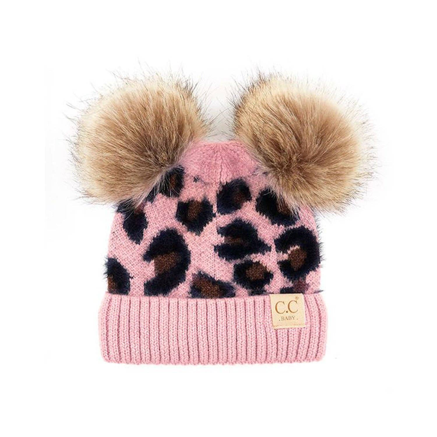 Truly Contagious - Wholesale Beanie - Kids - CC Double Pom Kid Leopard Beanie ( KIDS-2061POMPOM )0