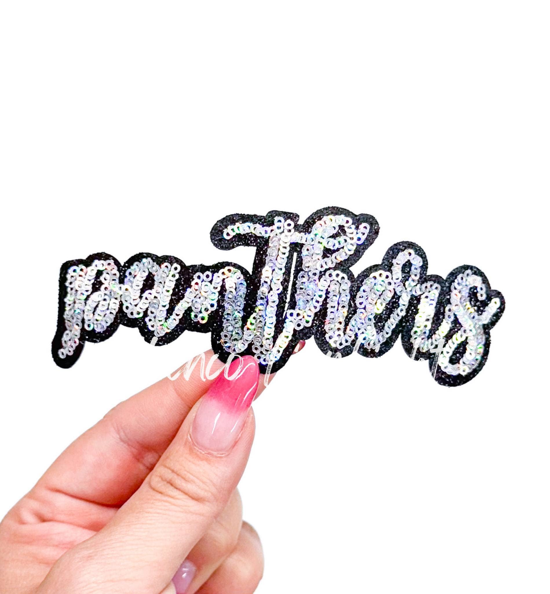 ABLNco - Wholesale Patch - Panthers Lions Cursive Sequins Iron On Patch-Silver0