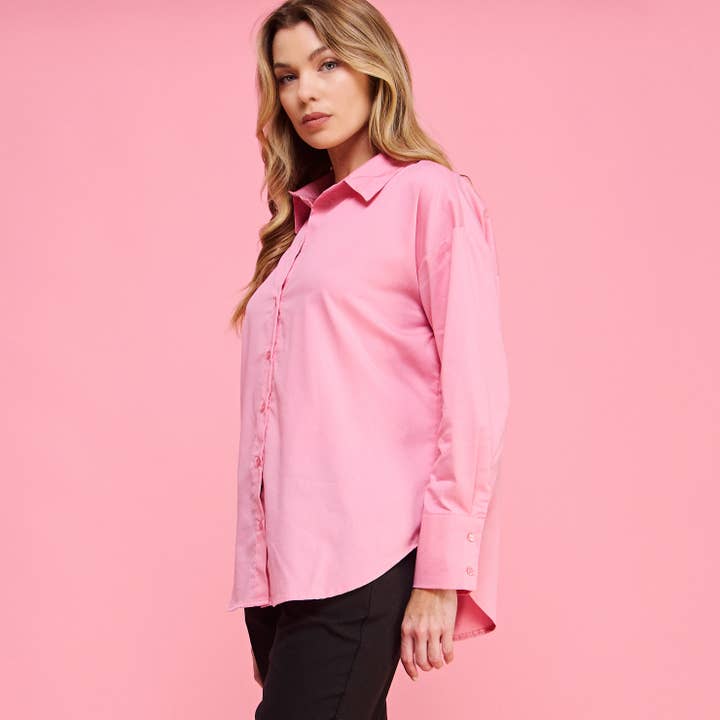 FREEZIA - Wholesale Button Down Shirt - Women's - 4th of july BUTTON DOWN COLLAR WHITE SHIRT-F749186