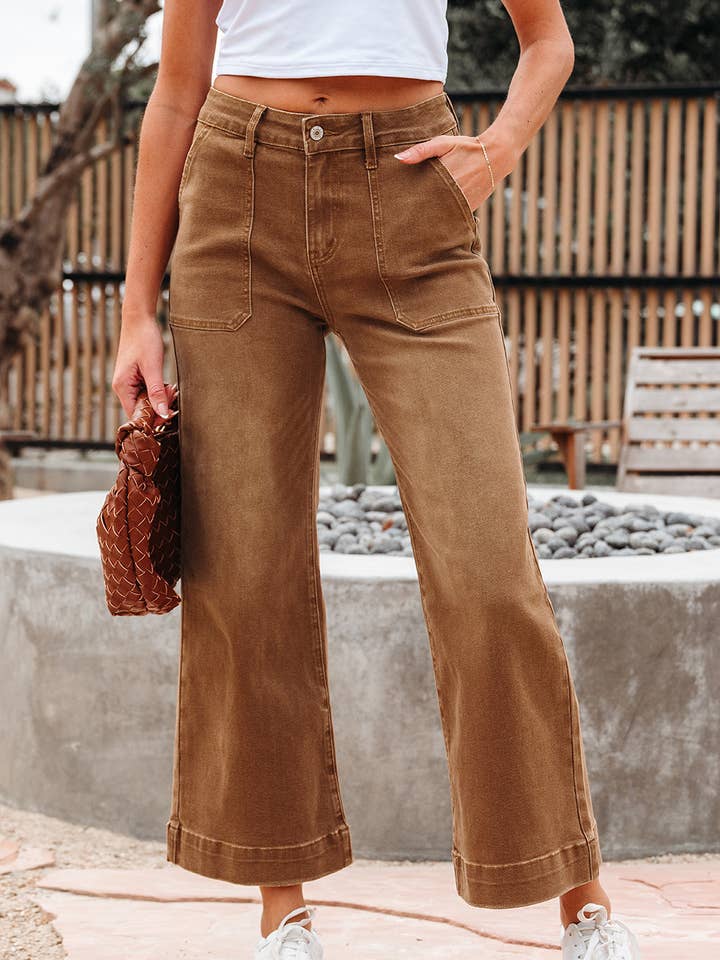 Courtney Cropped High Rise Wide Leg Jeans voor wholesale door Poppy Lee Lane