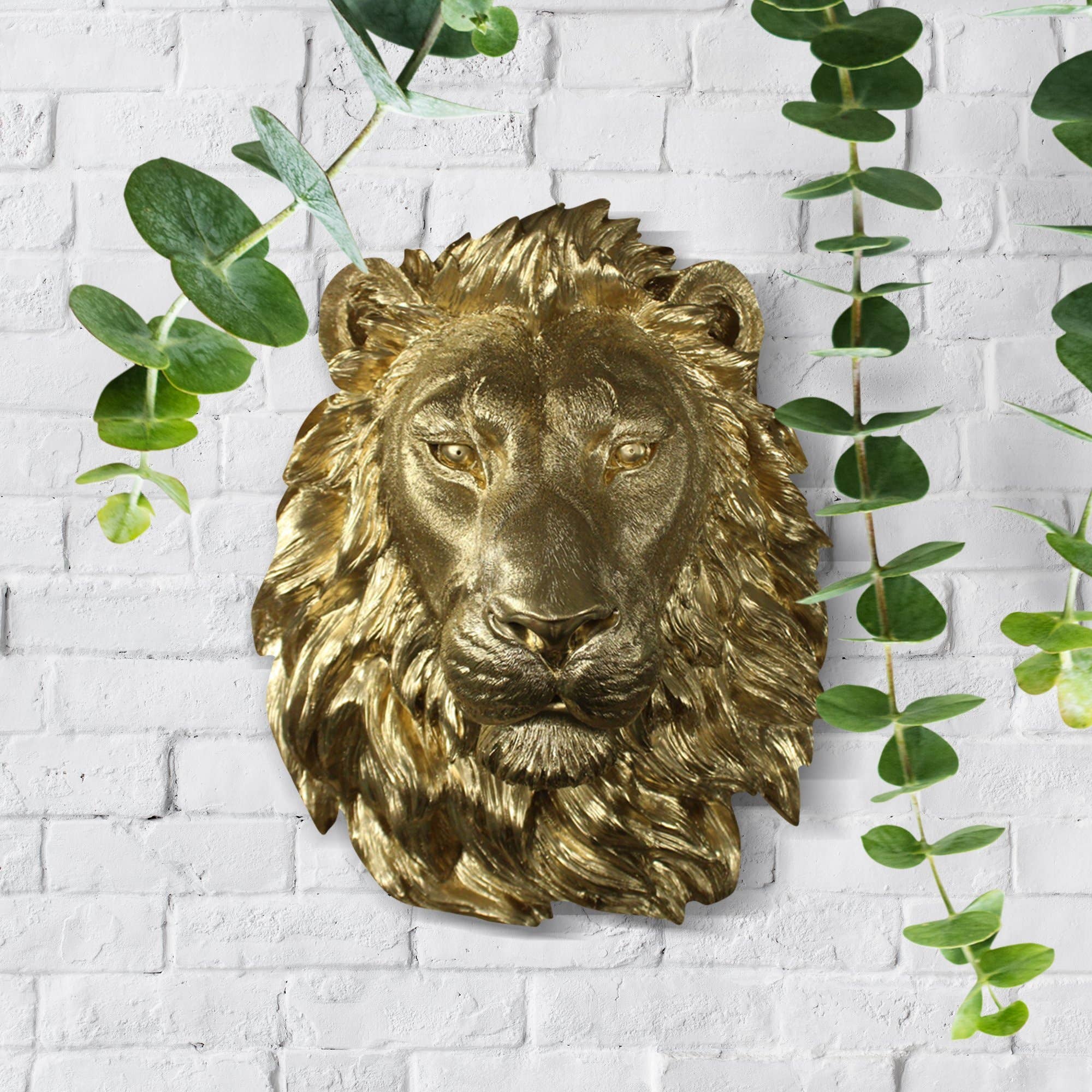Gold The Saharan Large Lion Head Faux Taxidermy Single Color for wholesale on Faire4