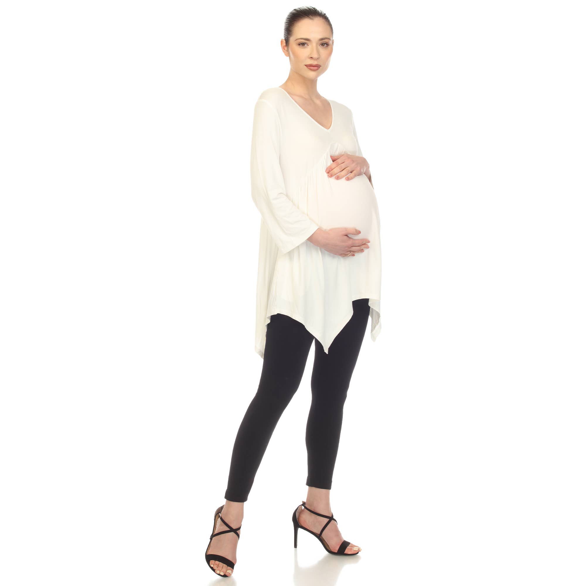 WHITE MARK - Wholesale Tunic - Women's - Maternity Empire Waist V-Neck Tunic Top6