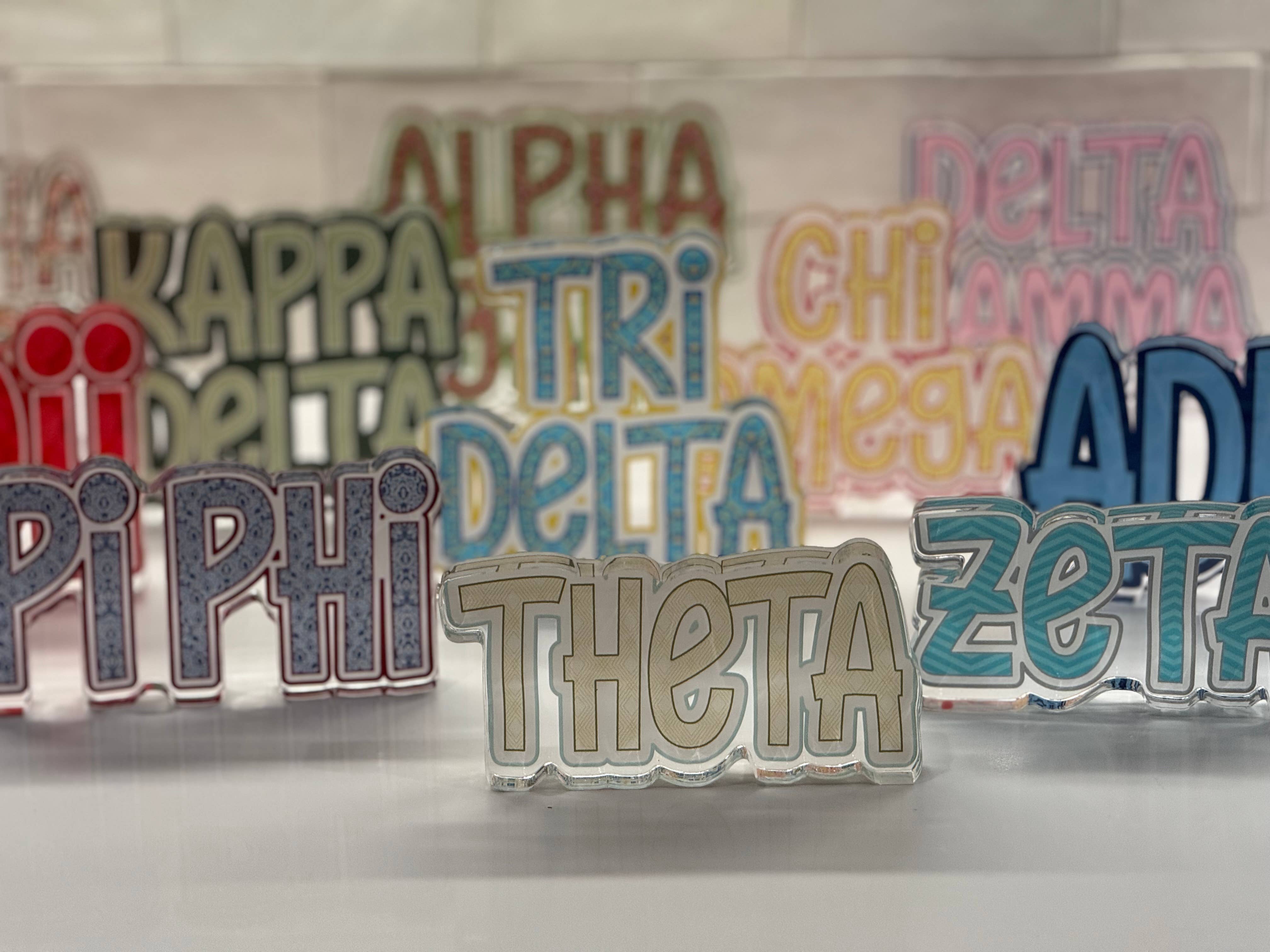 Buttongirl99 - Wholesale Decorative Tabletop Object - Sorority Acrylic Shelfie - 3/4 inch thick4