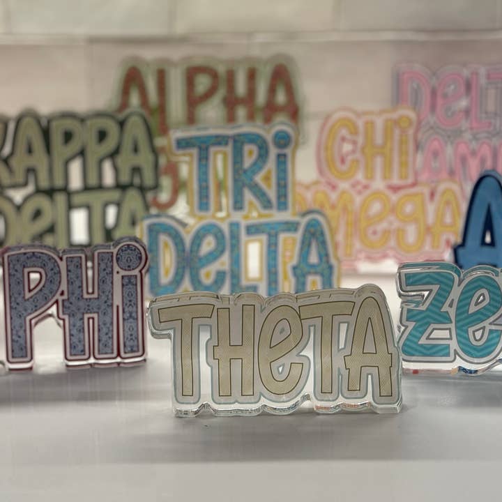 Buttongirl99 - Wholesale Decorative Tabletop Object - Sorority Acrylic Shelfie - 3/4 inch thick4