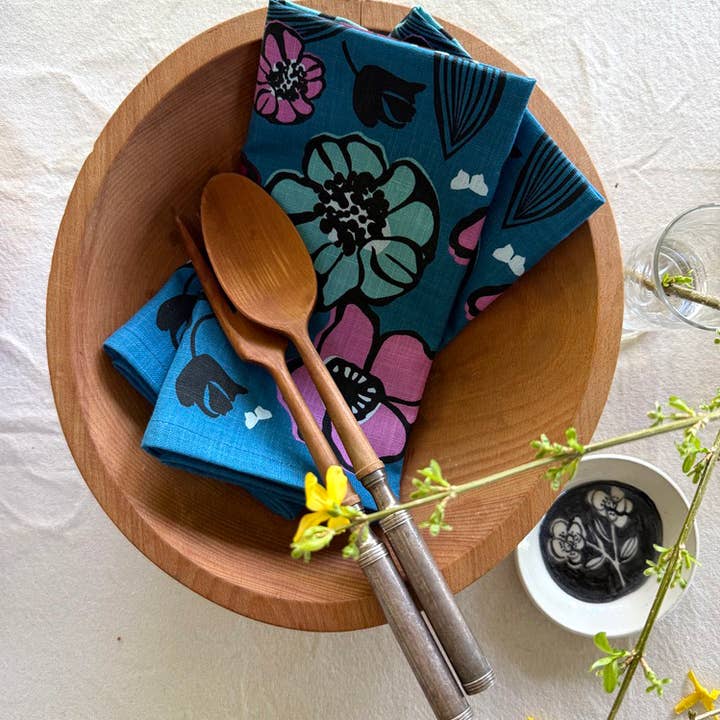 Ensemble de quatre serviettes Fullbloom pour la vente par Elizabeth Grubaugh