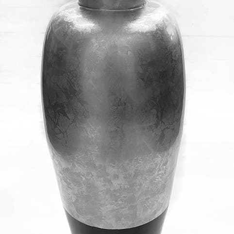 TF Publishing - Paper Goods - Wholesale Vase - Classic Bamboo Floor Vase 27in Metallic Silver/Black