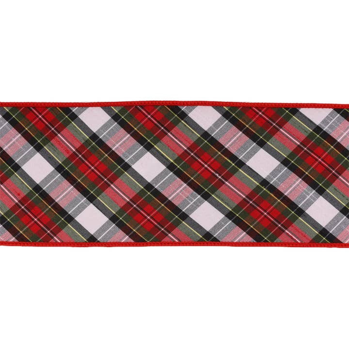 LA Ribbons Wholesale - Wholesale Ribbon - Gift Wrapping - Wired Dupioni Ribbon Small Plaid Bias Cut Double-Fused 5yd