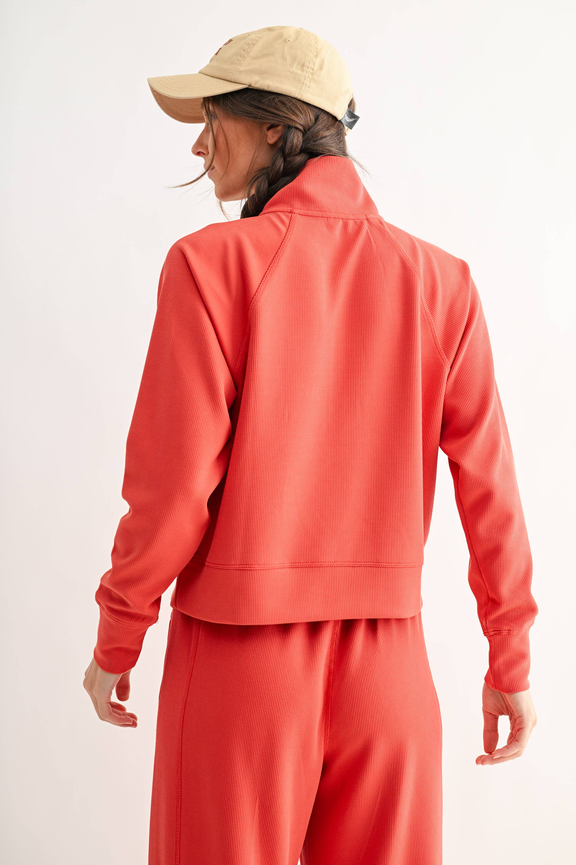 Mono B - Vente Sweat-shirt – femme - Pull à col zippé 1/4 en maille côtelée Luxe Sand Wash11