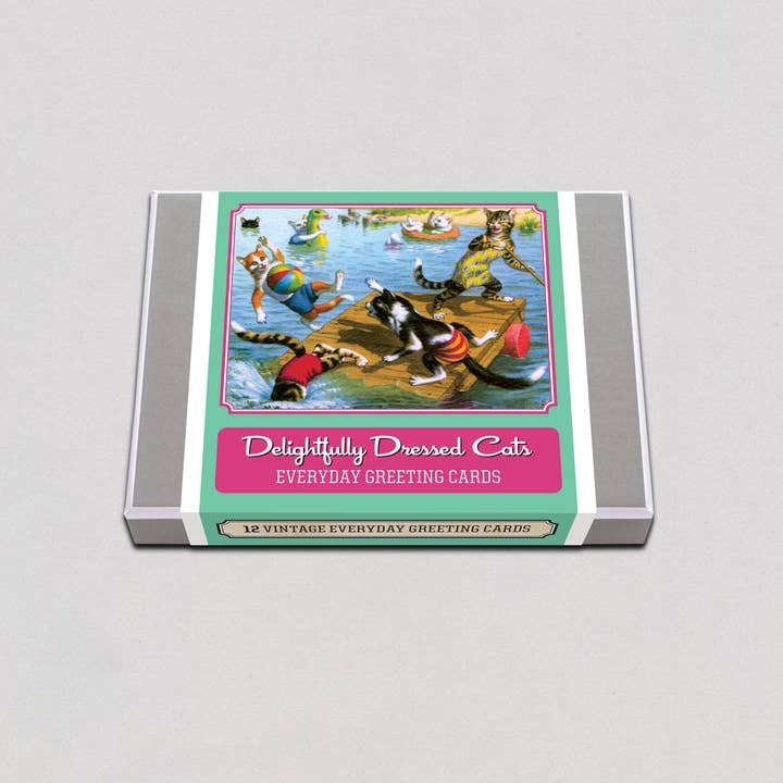 Laughing Elephant - Wholesale Everyday Greeting Card - Delightfully Dressed Cats Set - Everyday Boxed Cards