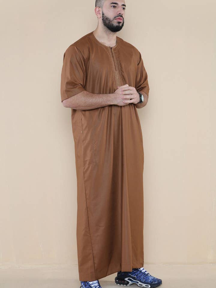 Infinity Leather (Upperclass Fashions Ltd) - Vente Peignoir – homme - Thobe pour homme islamique marocain et saoudien avec fermeture éclair – Robe kaftan arabe37